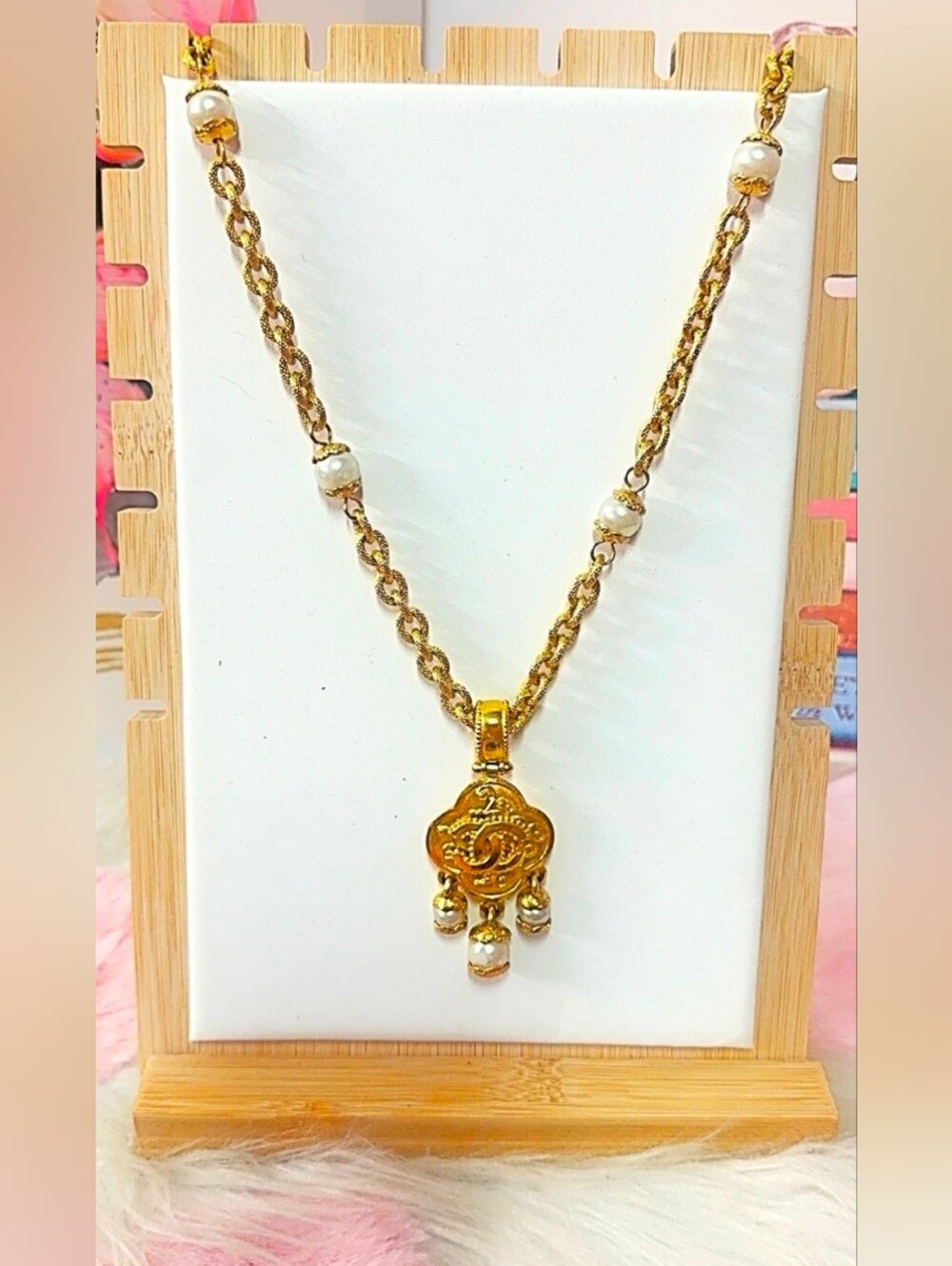 Chanel Vintage Coco Mark GP necklace 96A engraved